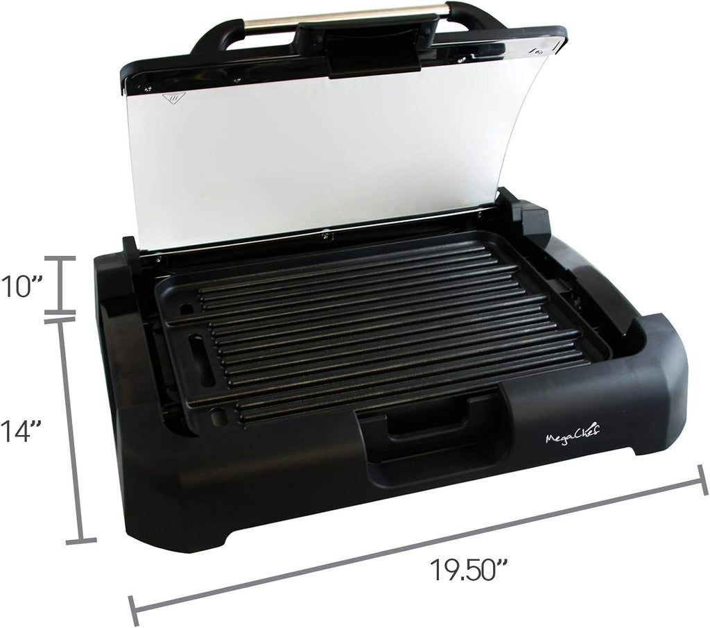 MegaChef Reversible Indoor Grill Griddle with Glass Lid