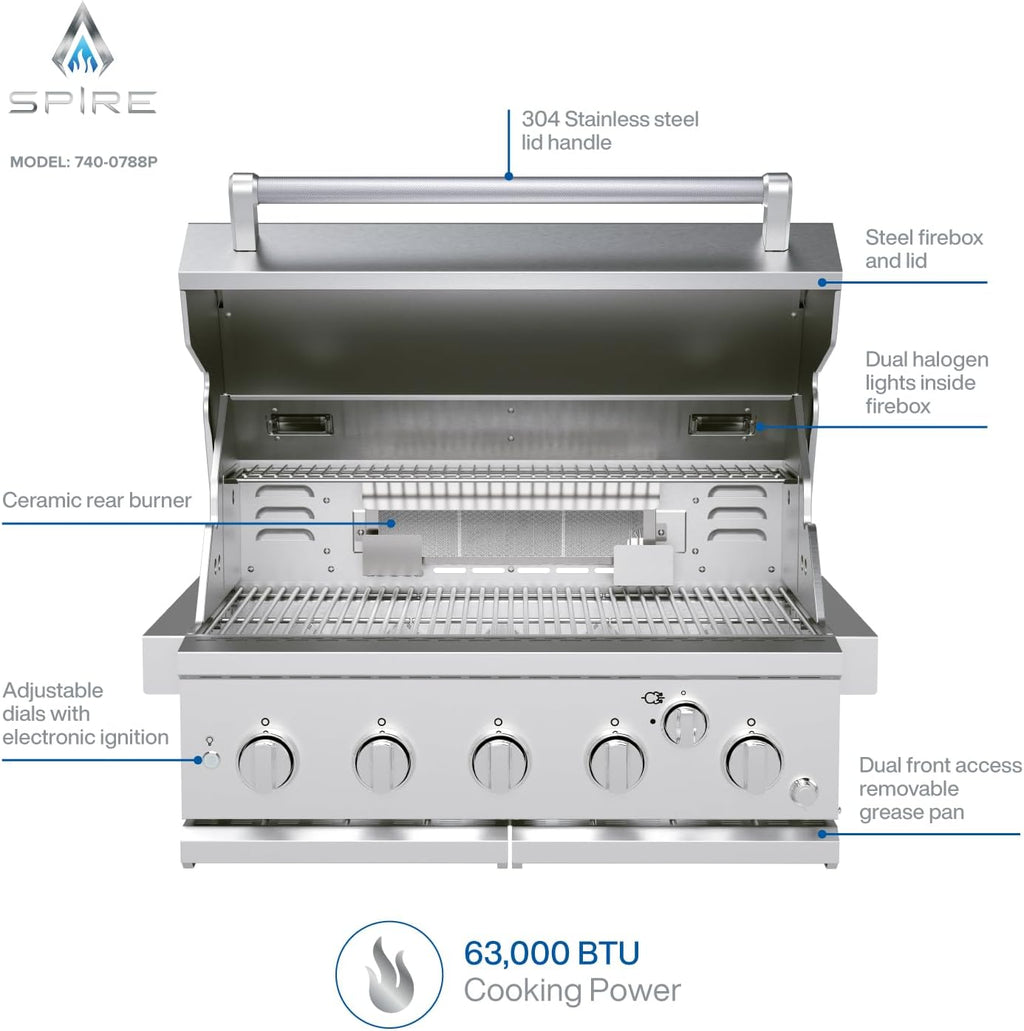 5-Burner Built-In Stainless Grill