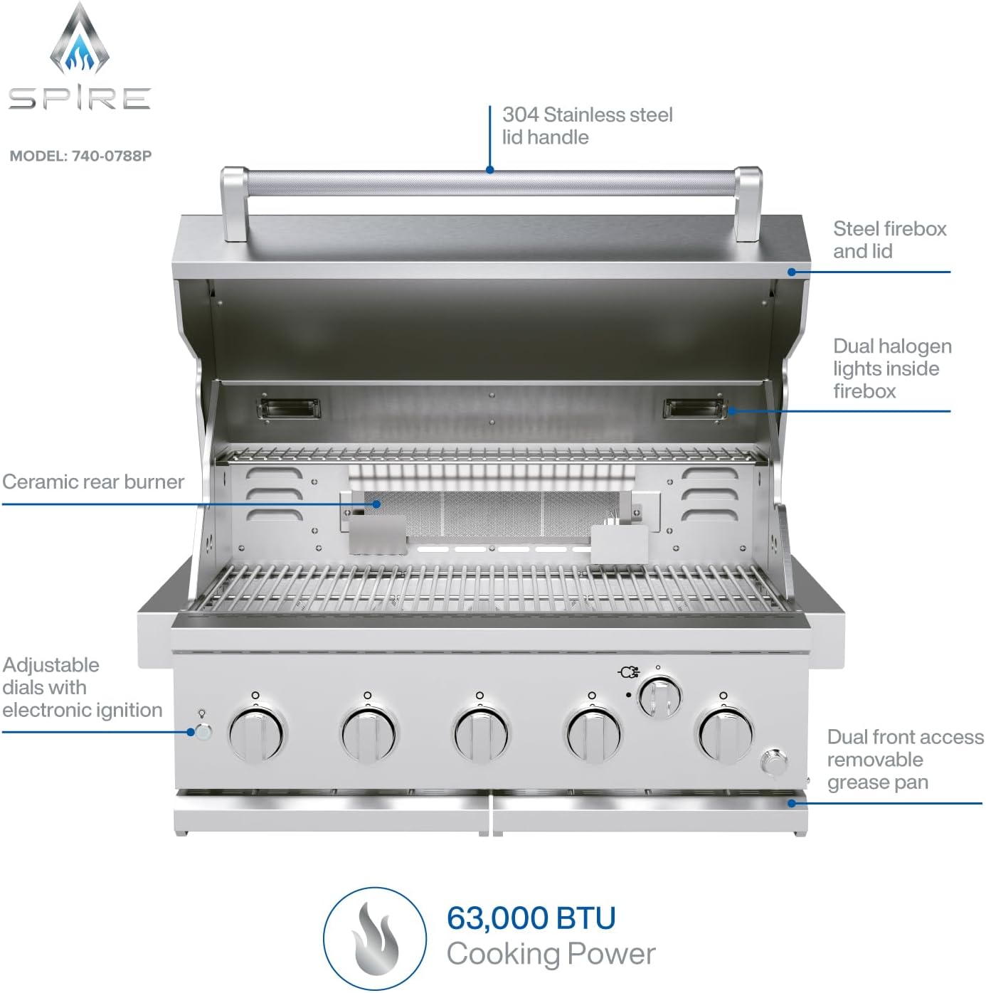 5-Burner Built-In Stainless Grill