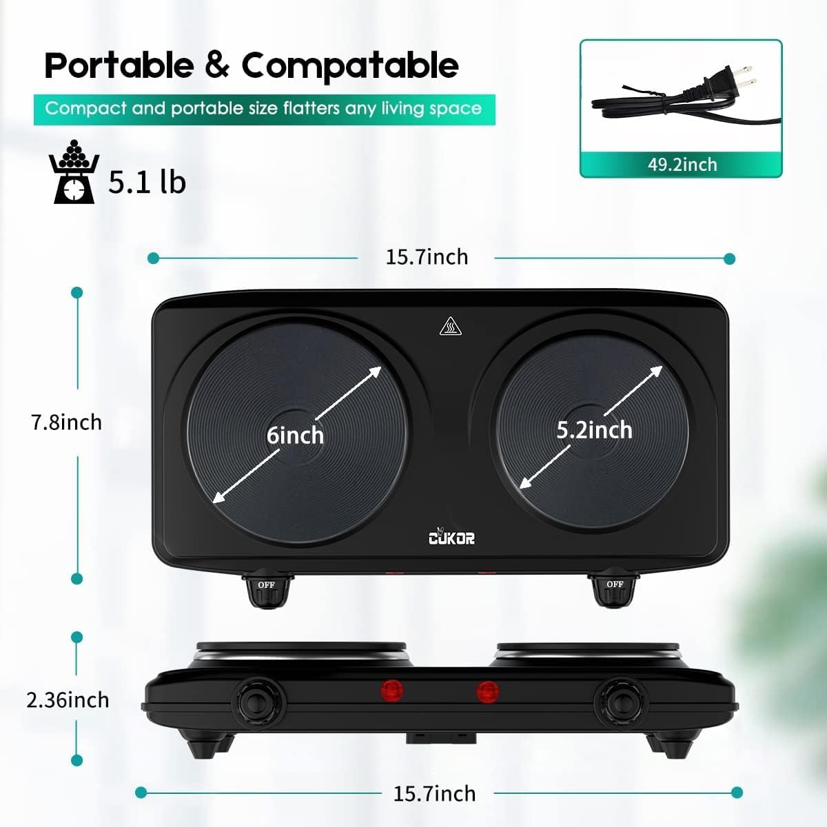 Dual Portable Electric Countertop Burner