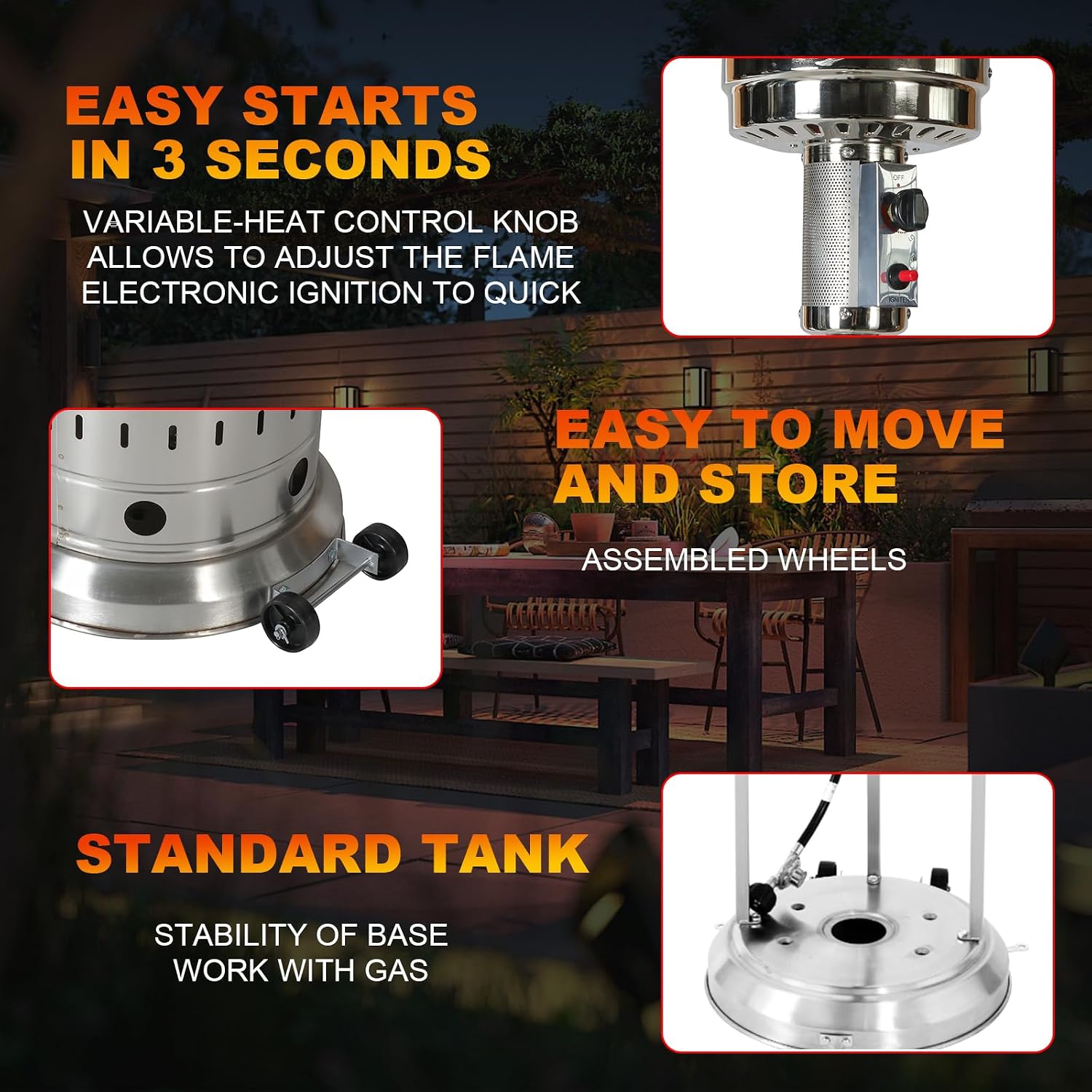 Stainless Propane Patio Heater