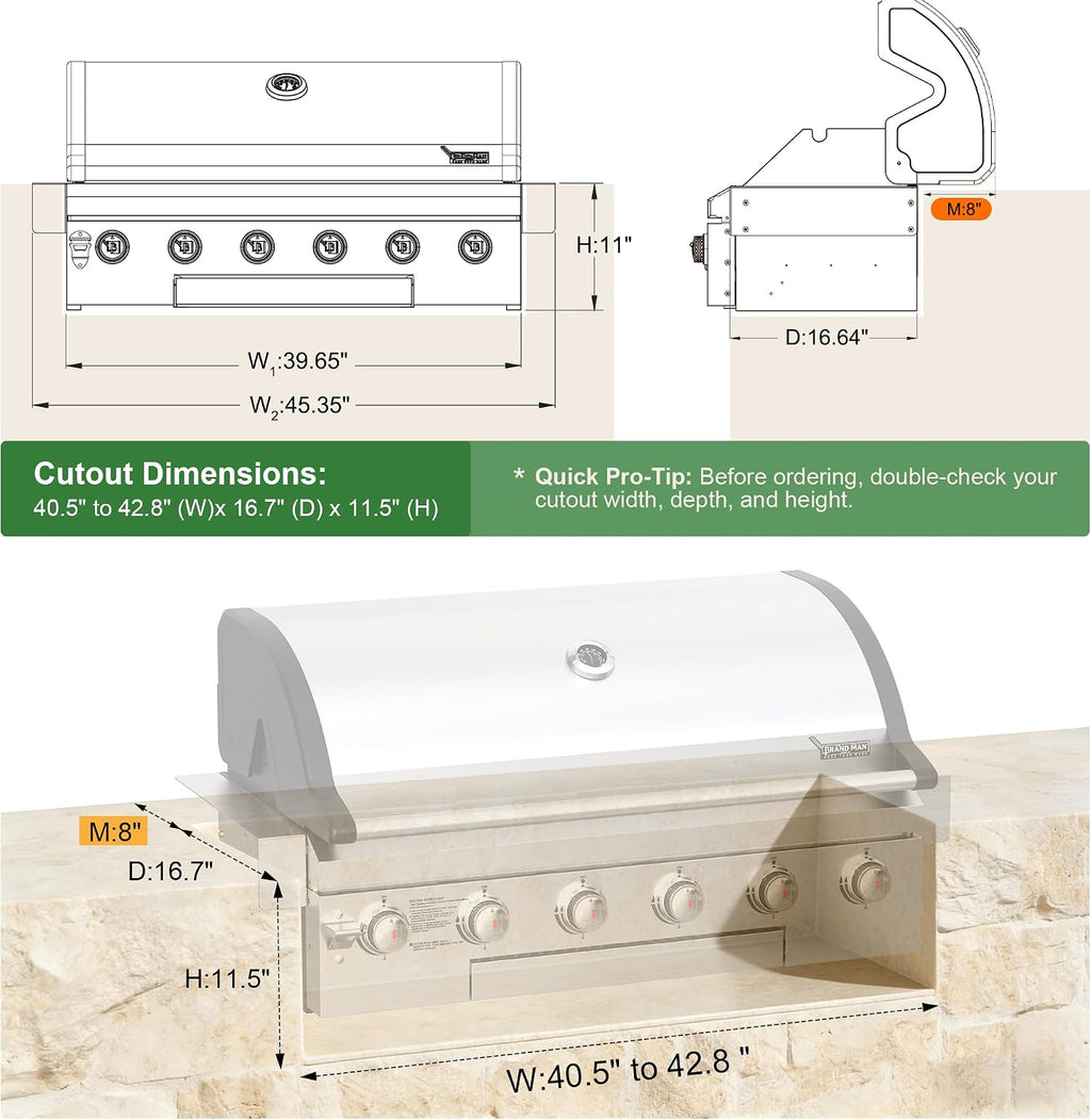 6-Burner Stainless Built-In Grill