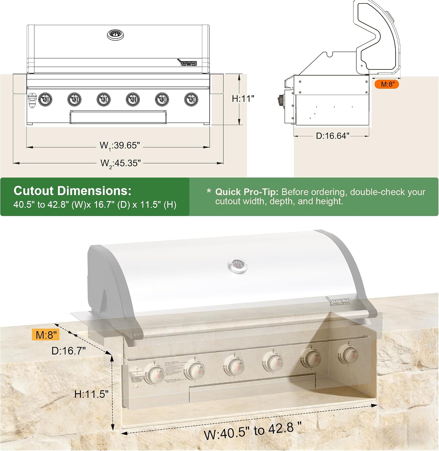 6-Burner Stainless Built-In Grill