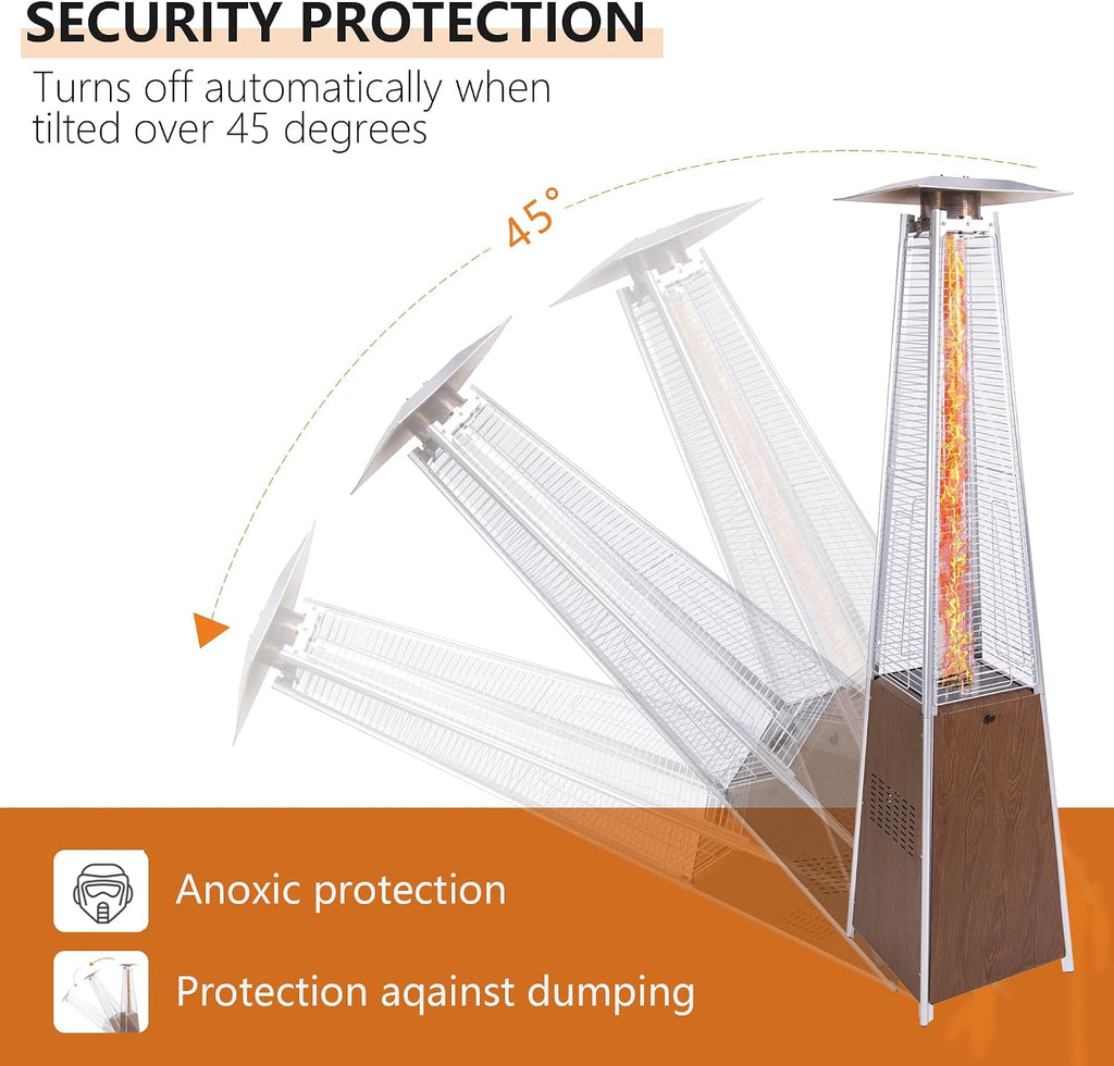 Montary Wood Grain Pyramid Patio Heater