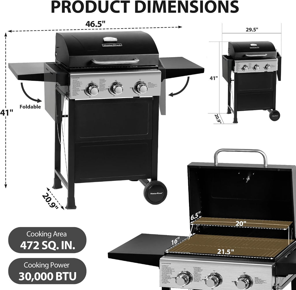 3-Burner Stainless Steel BBQ Grill