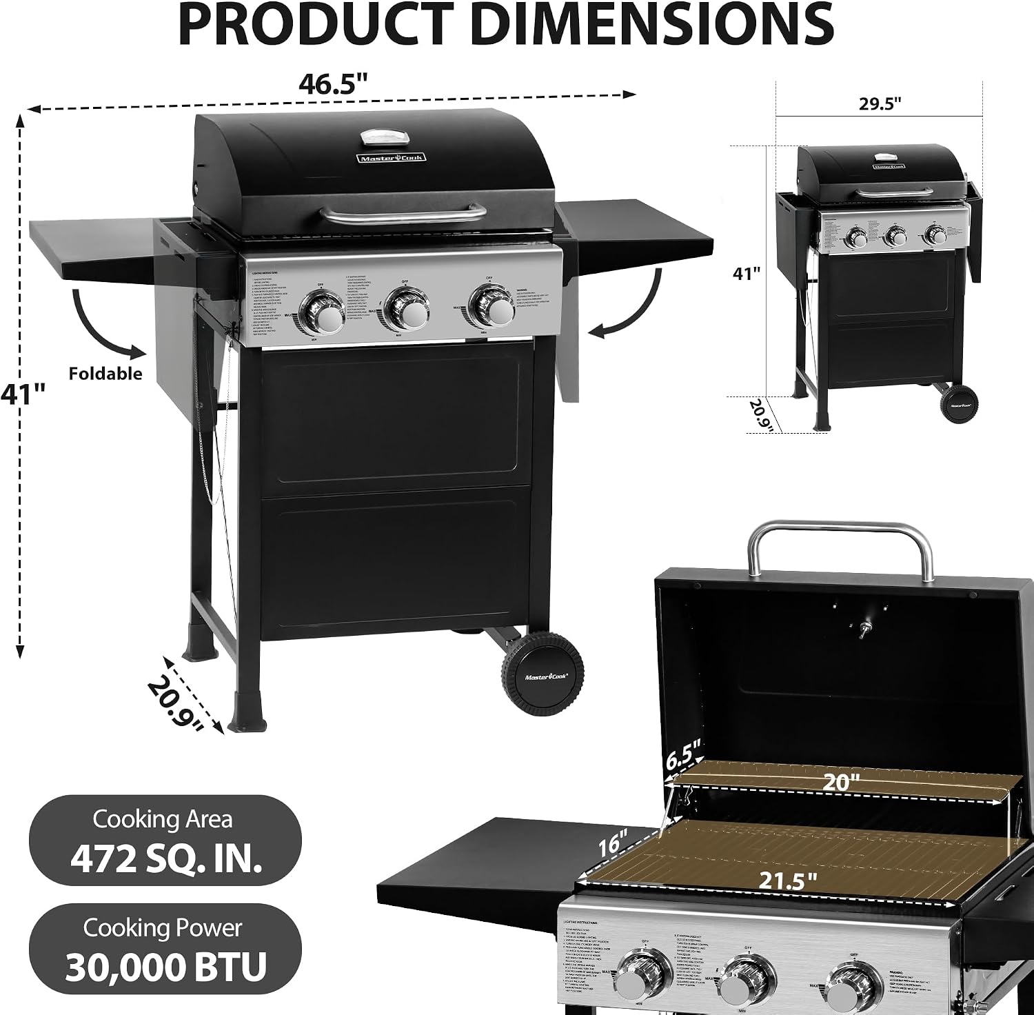 3-Burner Stainless Steel BBQ Grill