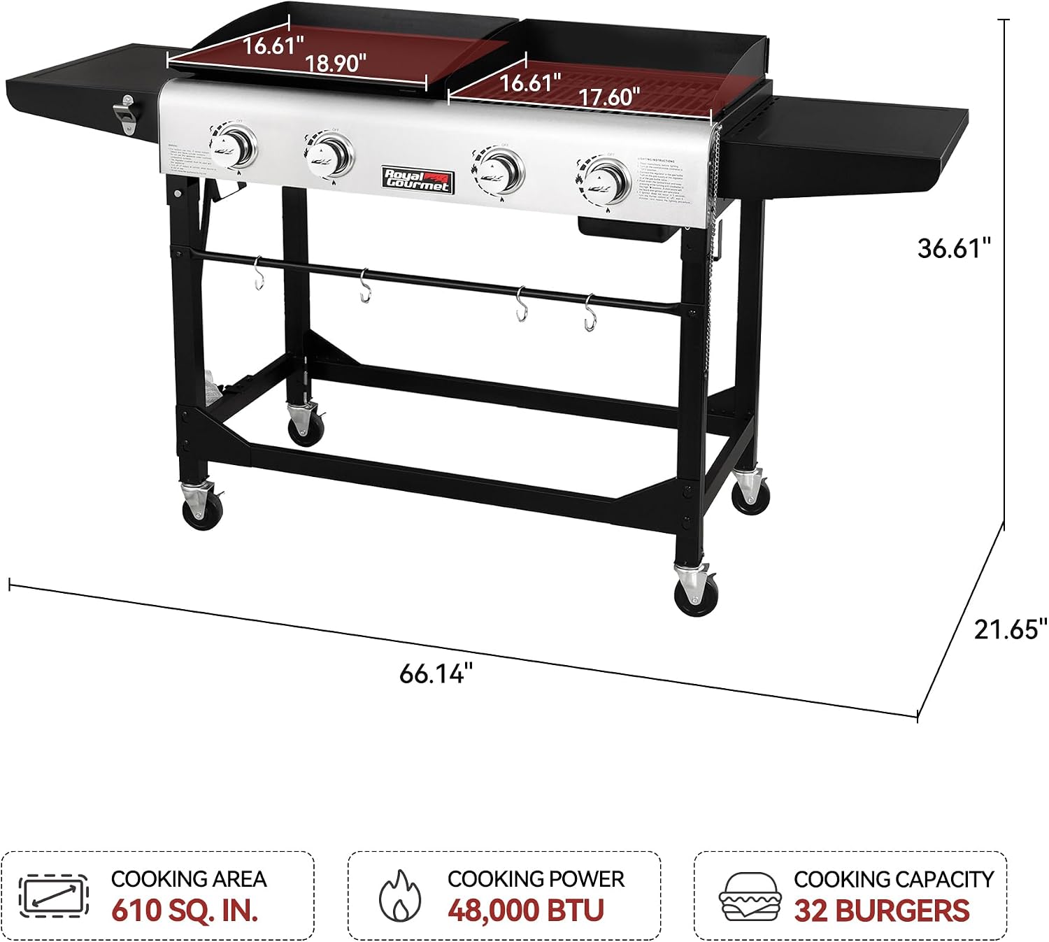 Gourmet GD401C Grill Griddle Combo