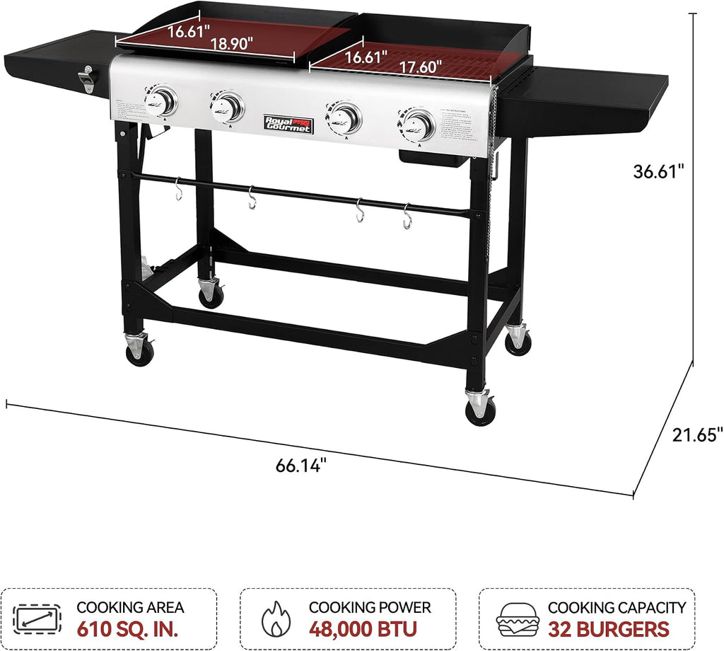 GD401 4-Burner Grill Griddle Combo