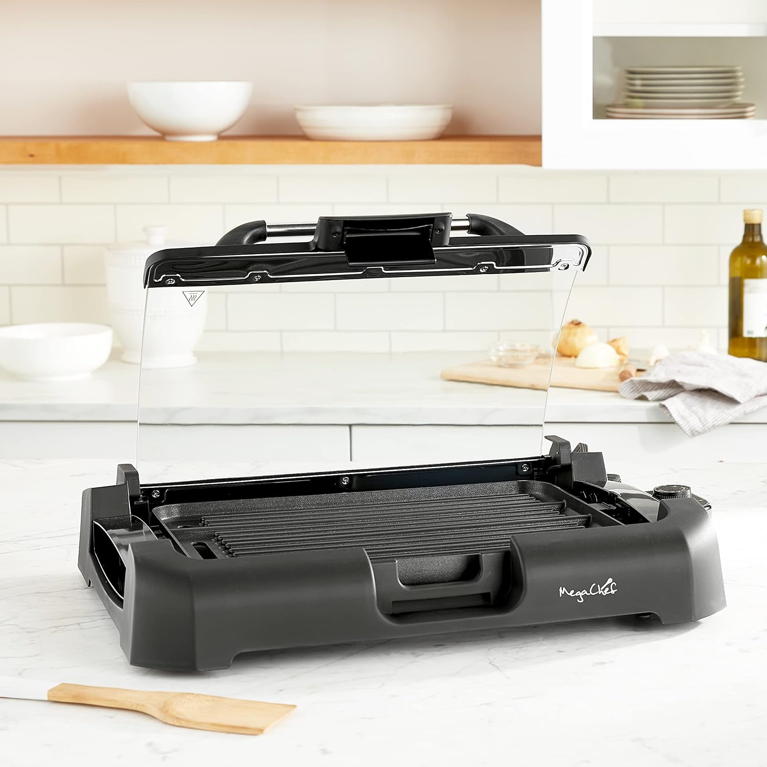 MegaChef Reversible Indoor Grill Griddle with Glass Lid