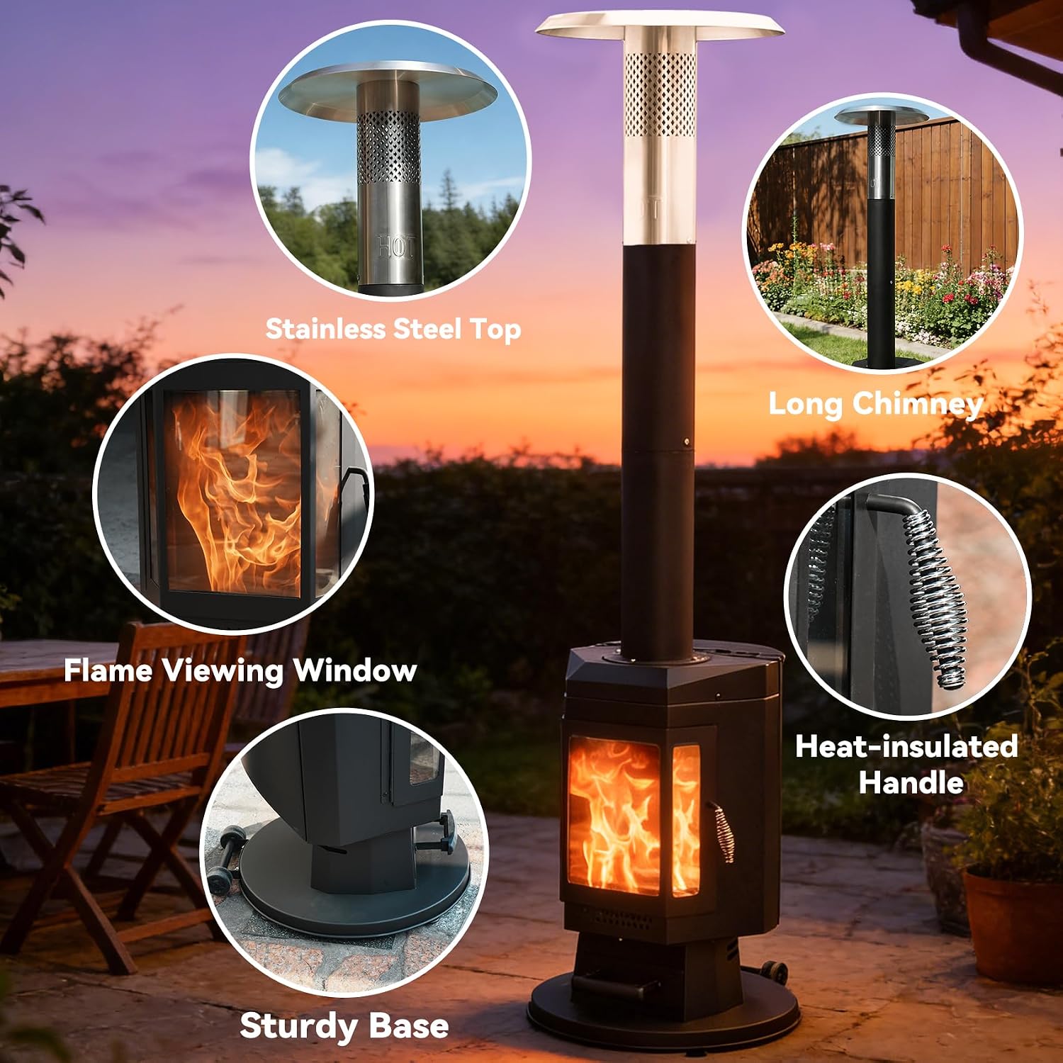 Wood Pellet Patio Heater Fire Pit