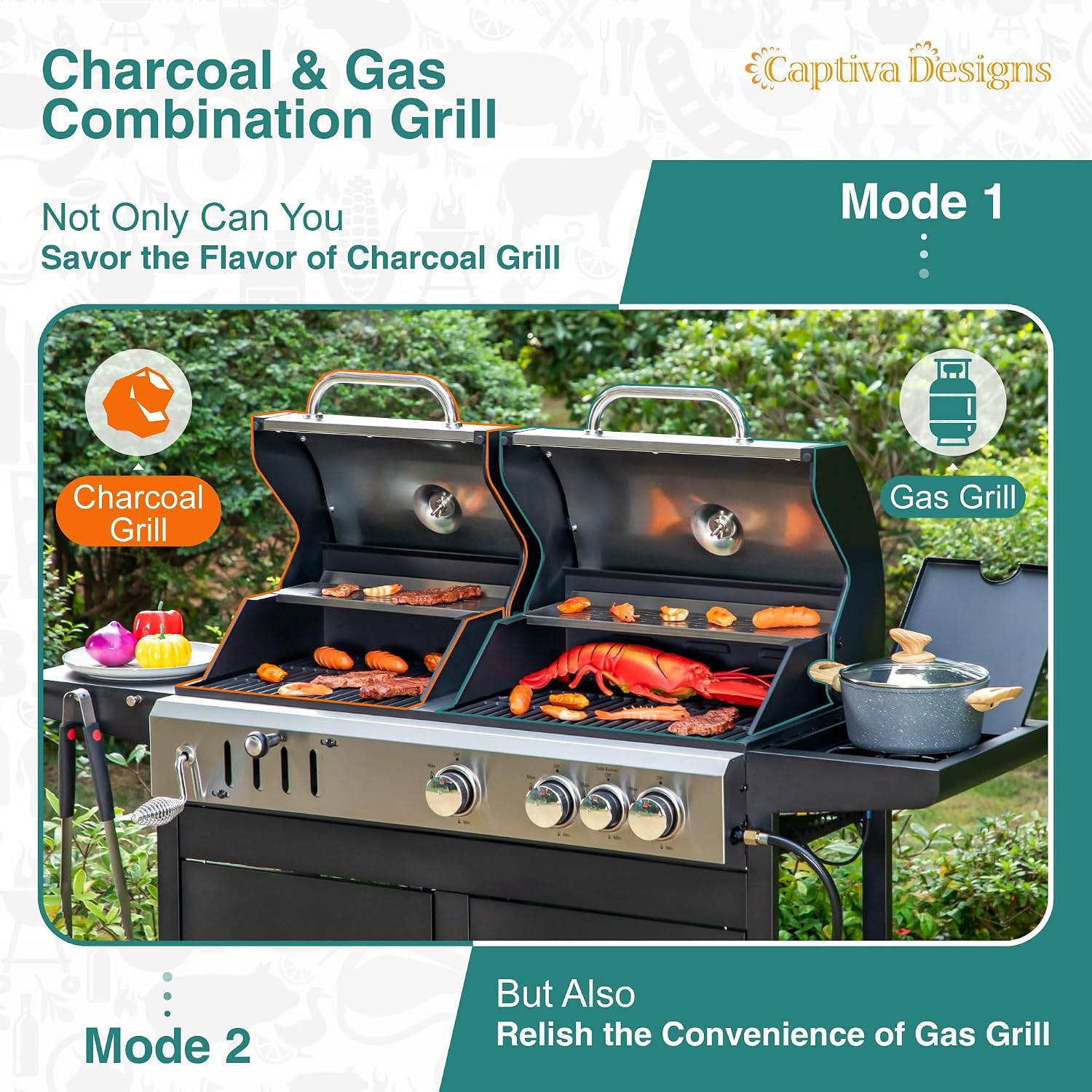 Dual Fuel Propane Charcoal Grill
