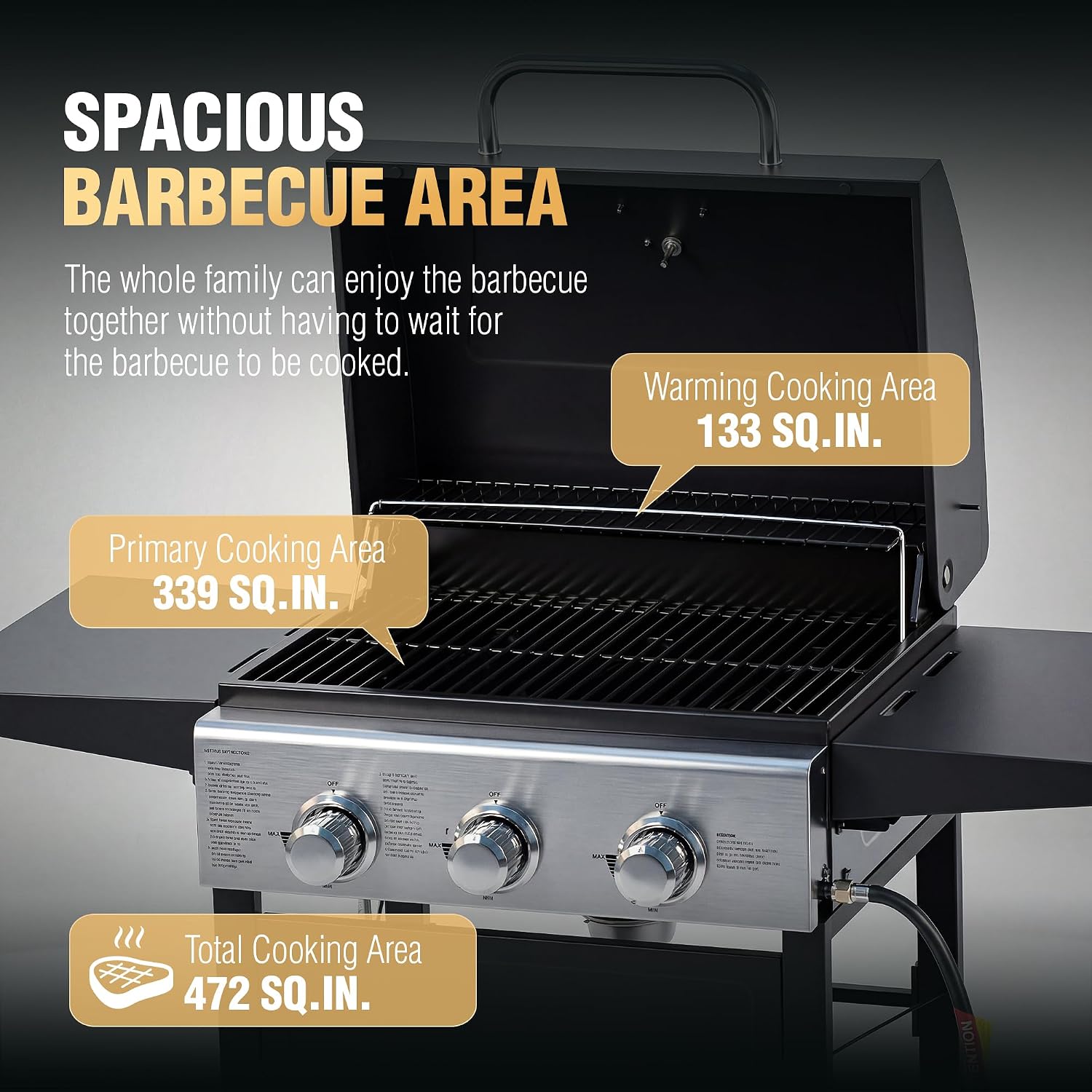 3-Burner Stainless Steel BBQ Grill