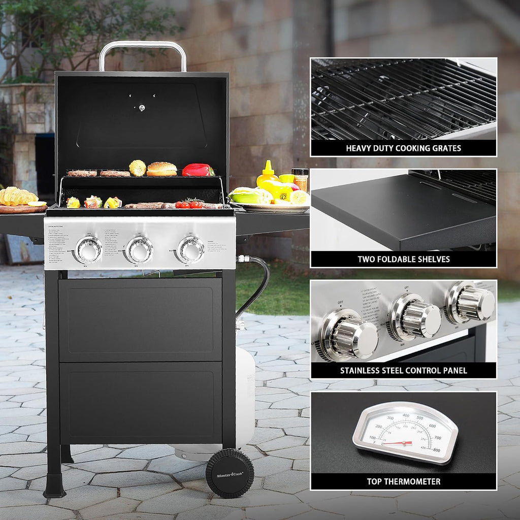 3-Burner Stainless Steel BBQ Grill