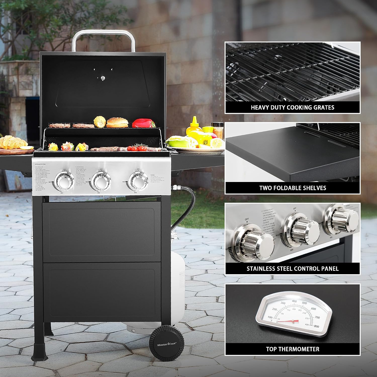 3-Burner Stainless Steel BBQ Grill
