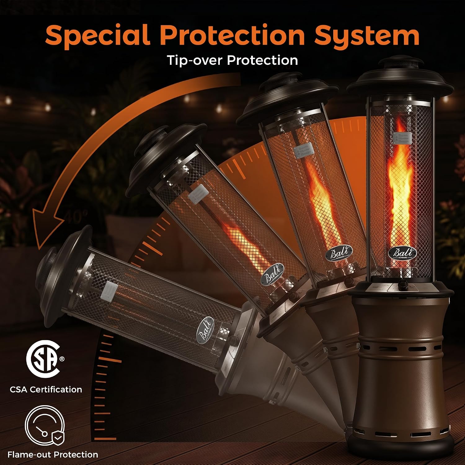 Glass Tube Flame Patio Heater