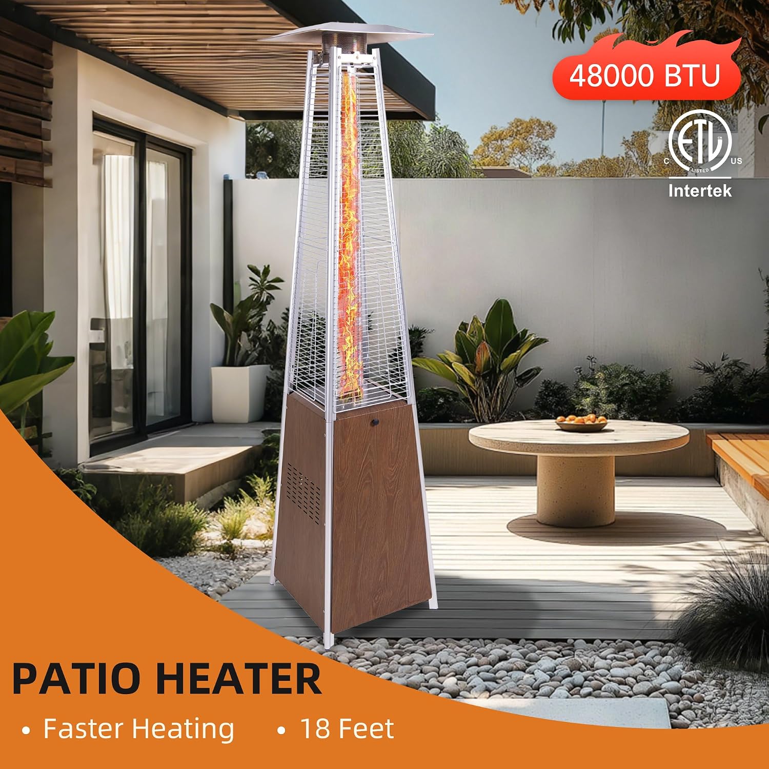 Montary Wood Grain Pyramid Patio Heater